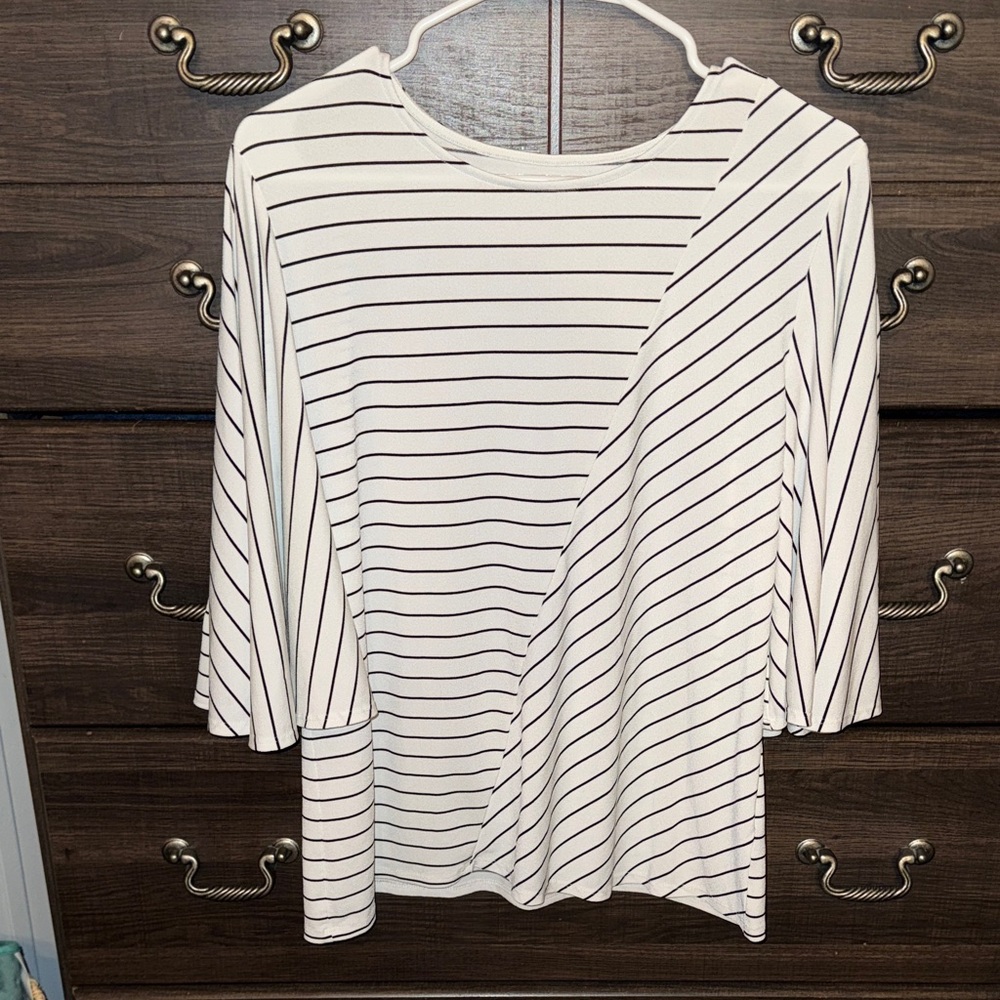 Worthington Black and White Striped Blouse
